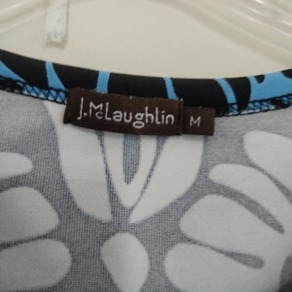 J. McLaughlin Signature Tee Catalina Cloth Blue Paisley Print 3/4 Sleeve Top - Picture 9 of 9